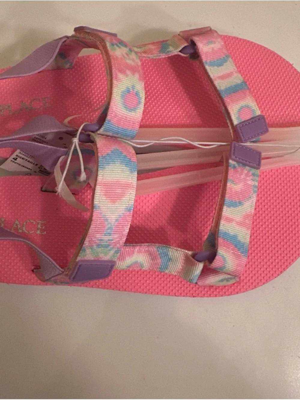 The Children's Place Pink Pastel Tie-Dye Strap Sandals
